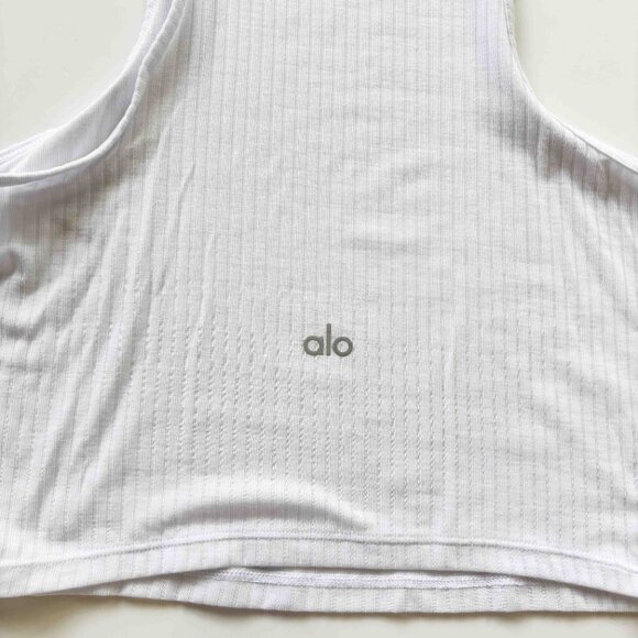 alo White Ribbed Sea Coast Cropped Turtleneck Tank size Small - Picture 9 of 12